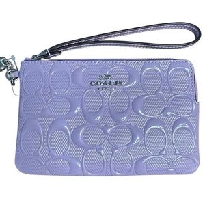 MWT Coach Light Violet Embossed Wristlet with Heart Charm